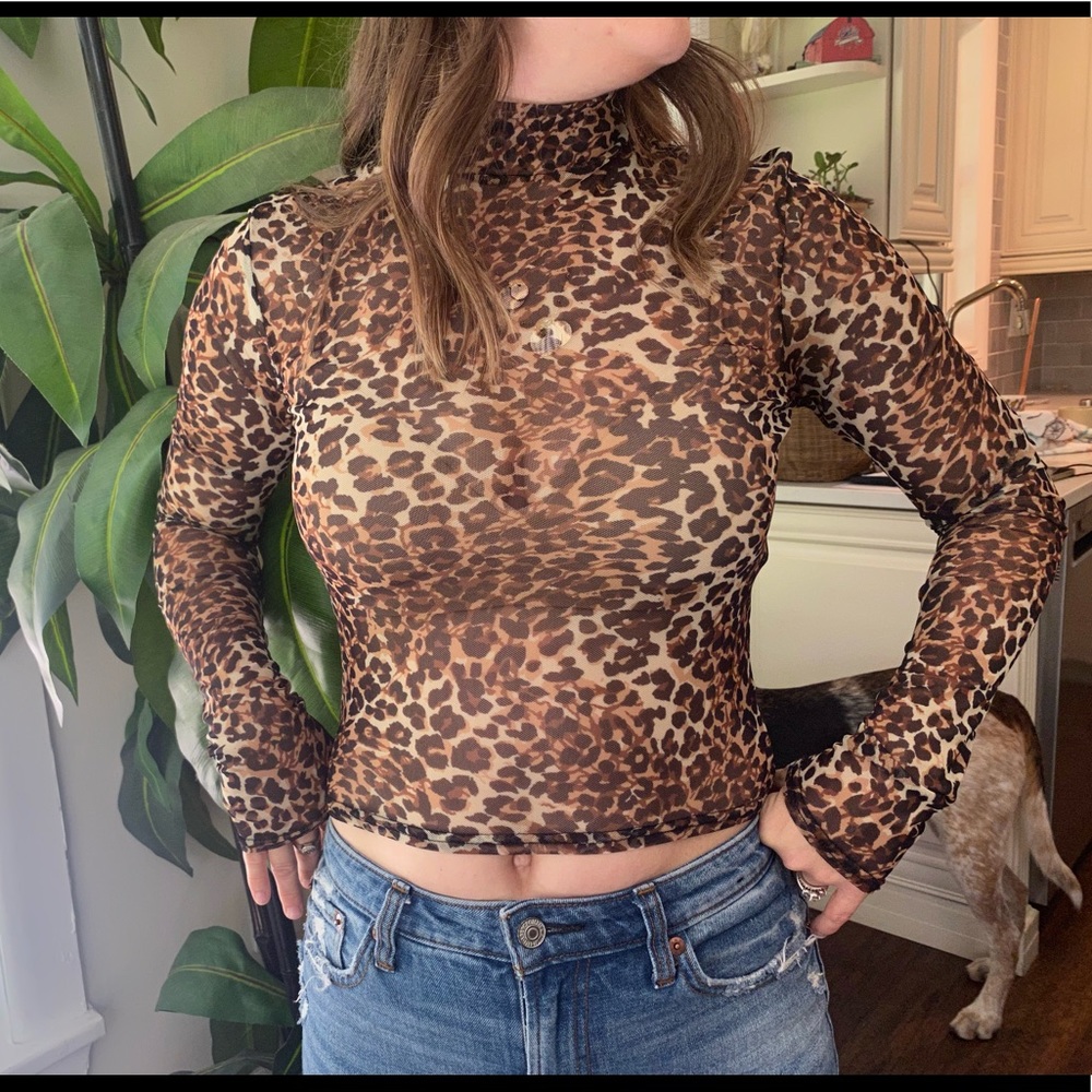 Cheetah Mesh Top